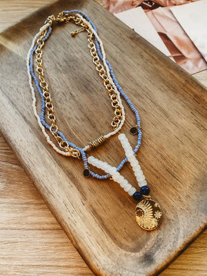 Blue Glaze Layered Necklace