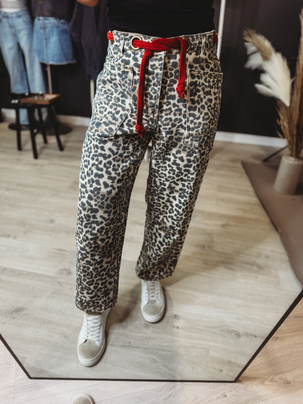 Gigi Braided Waist Belt Leopard Print Pants