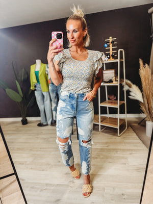 Rosalina Floral Ruffle Sleeve Top