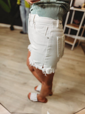 The Pella White Denim Shorts