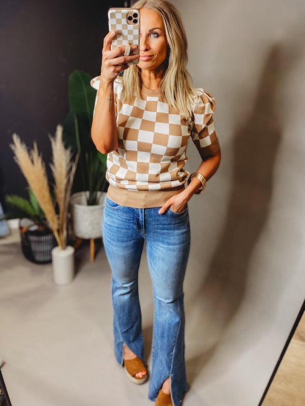 Jena Checker Print Top