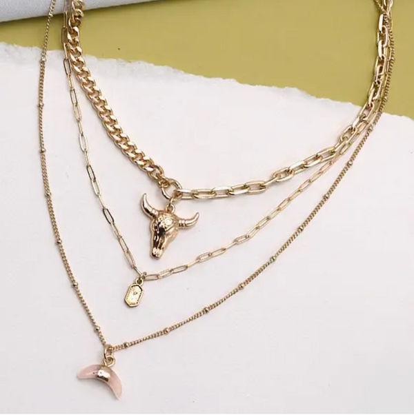 Bull Horn Multi Layer Necklace