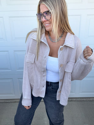 Acid Washed Cropped Shacket [ 2 colors ] - The Rack Boutique ⚡️