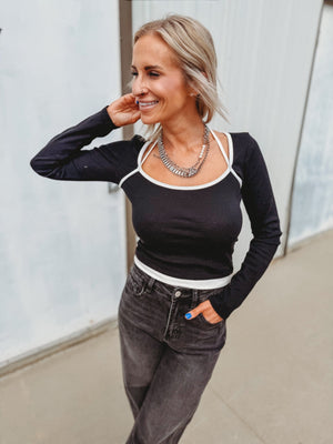 Adira Halter Long Sleeve Top - The Rack Boutique ⚡️