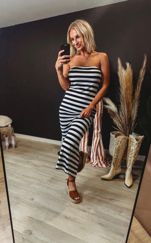 Adira Striped Slit Dress - The Rack Boutique ⚡️