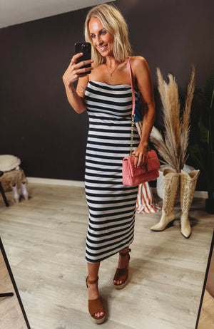Adira Striped Slit Dress - The Rack Boutique ⚡️