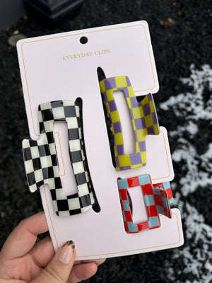 Alvie Checkered Claw Clips - The Rack Boutique ⚡️