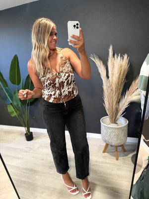 Amira Cow Print Cami Tank - The Rack Boutique ⚡️
