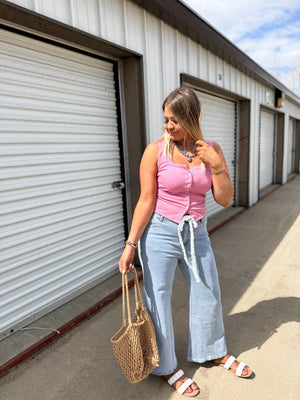 Ana Flare With Rope Tie Cropped Denim - The Rack Boutique ⚡️