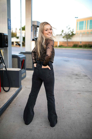 The Luxe Semi Flare Black Denim