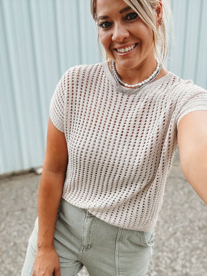 Beige Crochet Knit Top - The Rack Boutique ⚡️