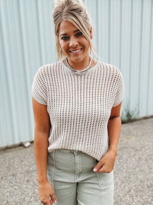 Beige Crochet Knit Top - The Rack Boutique ⚡️