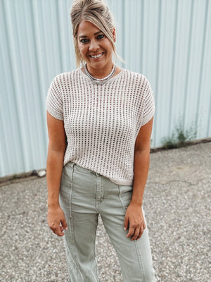Beige Crochet Knit Top - The Rack Boutique ⚡️