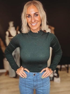 Bixby Mock Neck Top [ Hunter Green ] - The Rack Boutique ⚡️