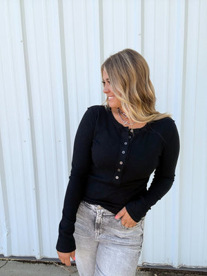 Black Haley Henley - The Rack Boutique ⚡️