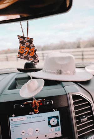 Black & Stone Cowboy Hat Rearview Mirror Charm - The Rack Boutique ⚡️