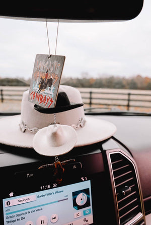 Black & Stone Cowboy Hat Rearview Mirror Charm - The Rack Boutique ⚡️