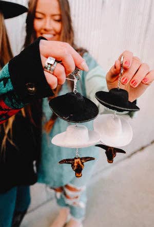 Black & Stone Cowboy Hat Rearview Mirror Charm - The Rack Boutique ⚡️