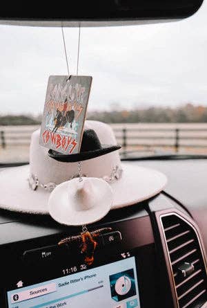 Black & Stone Cowboy Hat Rearview Mirror Charm - The Rack Boutique ⚡️