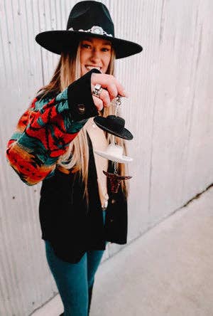 Black & Stone Cowboy Hat Rearview Mirror Charm - The Rack Boutique ⚡️