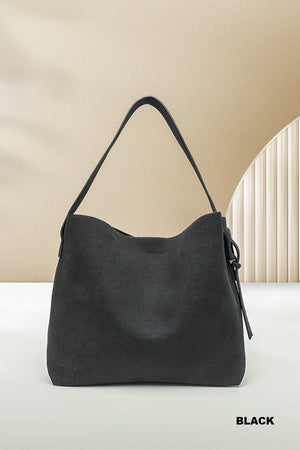 Black Suede Bucket Tote Purse - The Rack Boutique ⚡️