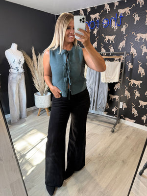 Blaire Teal Tie Vest Tank - The Rack Boutique ⚡️