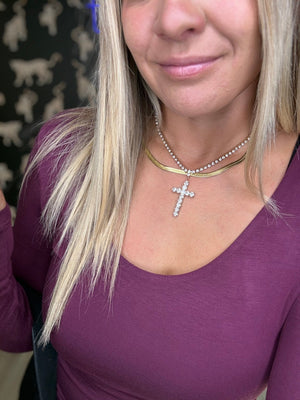 Blinged Out Cross Necklace - The Rack Boutique ⚡️