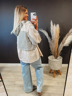 Boho Floral Mixed Hooded Button Up - The Rack Boutique ⚡️