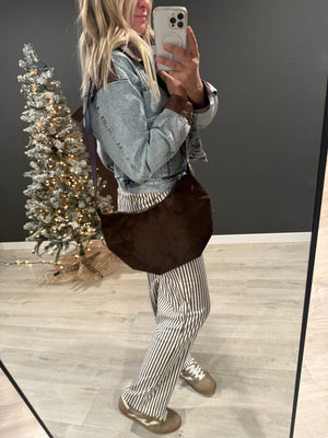 Brown Suede Sling Bag - The Rack Boutique ⚡️