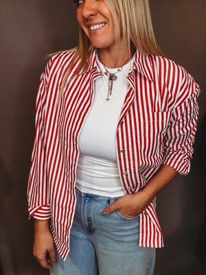Candy Cane Striped Button Up - The Rack Boutique ⚡️
