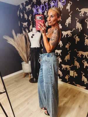 Cedar Oversized Wide Leg Drawstring Denim - The Rack Boutique ⚡️