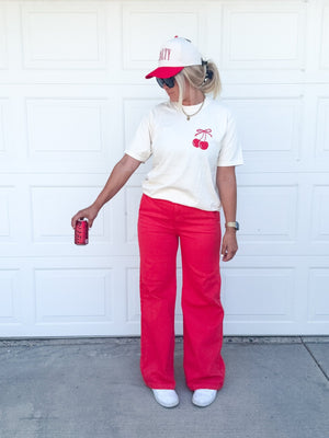 Cherry Bow Tie Graphic Tee - The Rack Boutique ⚡️