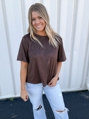 Chocolate Brown Suede Top - The Rack Boutique ⚡️