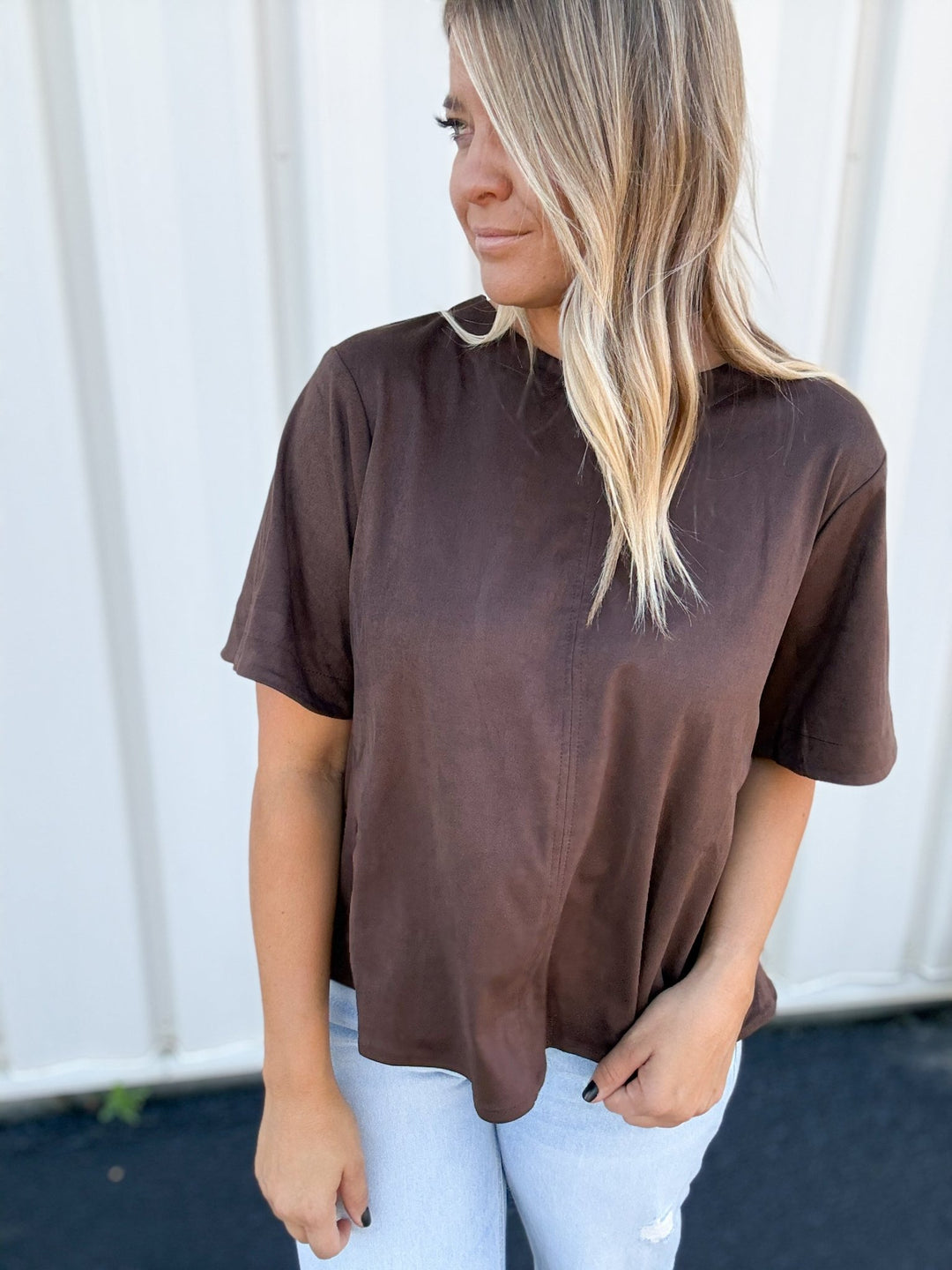 Chocolate Brown Suede Top - The Rack Boutique ⚡️