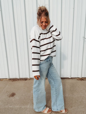 Chocolate Striped Cozy Sweater - The Rack Boutique ⚡️