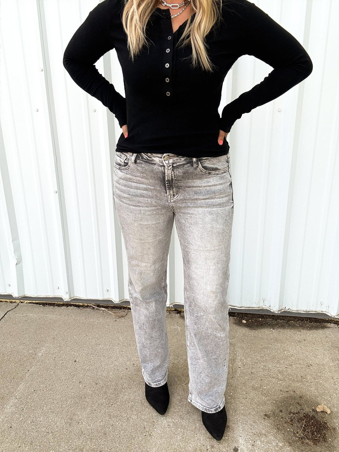 Cici Grey Wash Denim - The Rack Boutique ⚡️