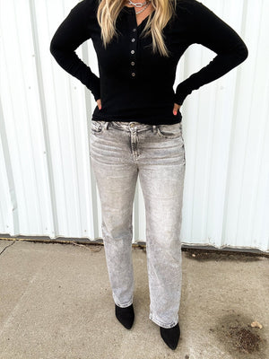 Cici Grey Wash Denim - The Rack Boutique ⚡️