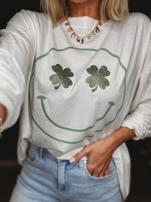 Clover Smiley Oversized Pullover - The Rack Boutique ⚡️
