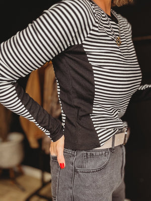 Cole Striped Knit Long Sleeve Top - The Rack Boutique ⚡️