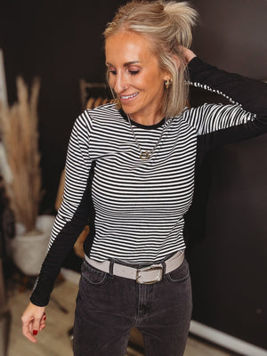 Cole Striped Knit Long Sleeve Top - The Rack Boutique ⚡️