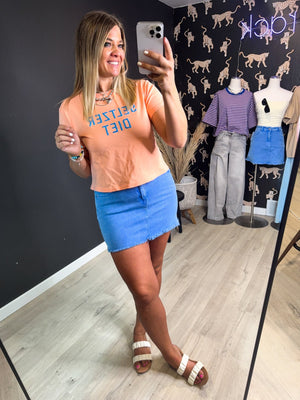 Daphne Frayed Hem Denim Skirt - The Rack Boutique ⚡️
