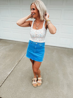 Daphne Frayed Hem Denim Skirt - The Rack Boutique ⚡️