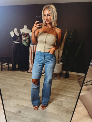 Devon Button Down Tube Top - The Rack Boutique ⚡️