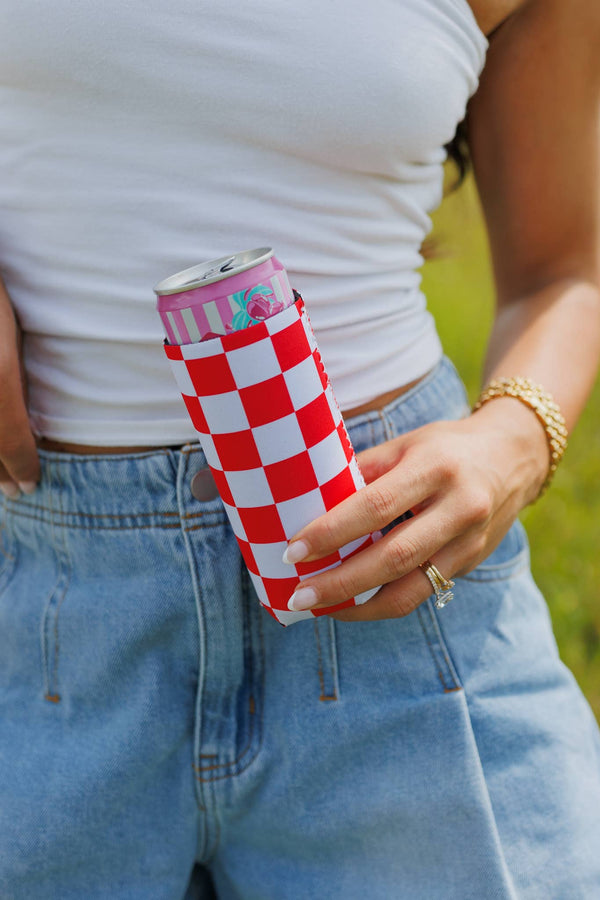 Red & White Checkerboard Coozie 2-Pack