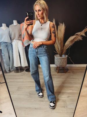 Enna V Front Baggy Judy Blue Denim - The Rack Boutique ⚡️