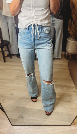 Esme 90s Vintage High Rise Distressed Denim - The Rack Boutique ⚡️