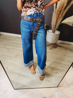 Everly High Rise Wide Cuff Denim - The Rack Boutique ⚡️