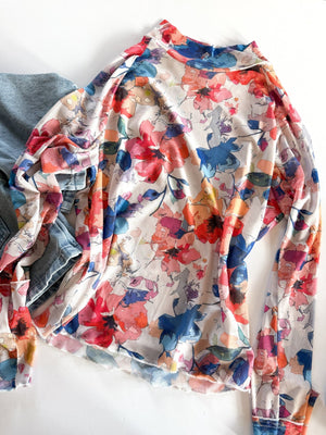 Fiora Floral Mesh Long Sleeve - The Rack Boutique ⚡️