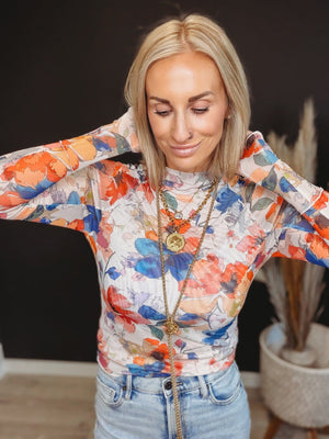 Fiora Floral Mesh Long Sleeve - The Rack Boutique ⚡️