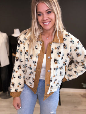 Flora Floral Button Down Jacket - The Rack Boutique ⚡️